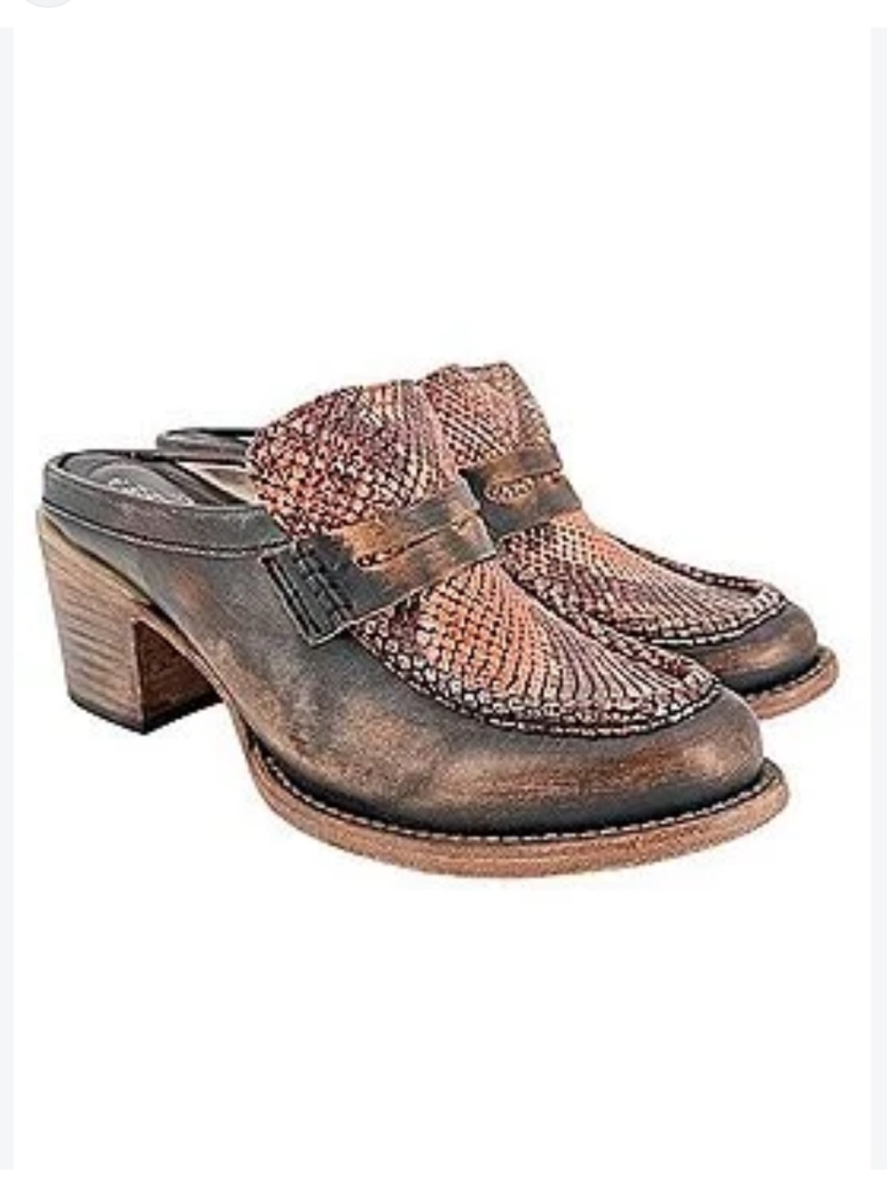Freebird by Steven Brown Snakeskin-Print Leather Mule Size 8